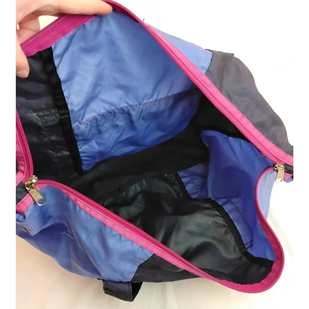 Sierra Designs Vintage Duffle Bag Color Block Purple W/ Matching Pouch #Z5794